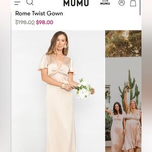 New with tags / bag: Show me your mummy satin twist short sleeve maxi gown dress